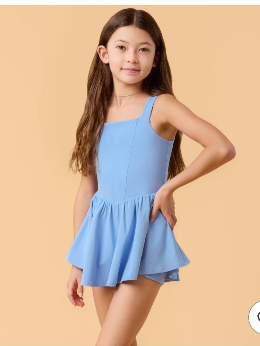 Blogilates Girls' Mommy & Me Princess Bow Back Dress Medium Blue XXL 16/18